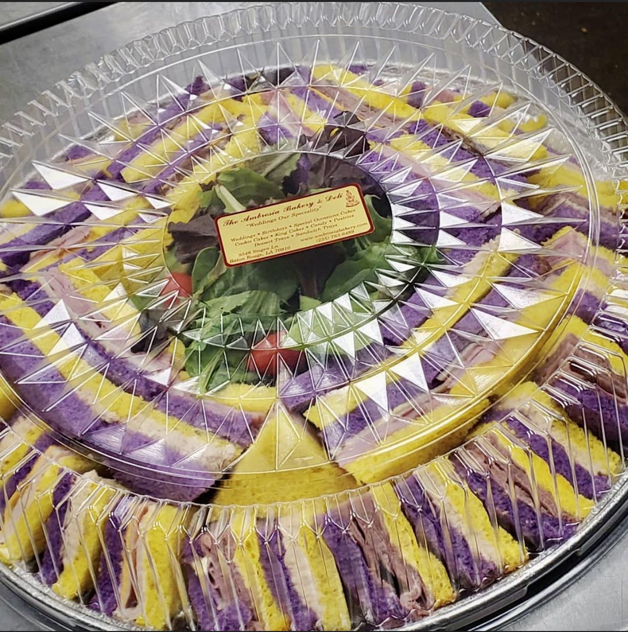 ambrosia purple and gold sandwich tray